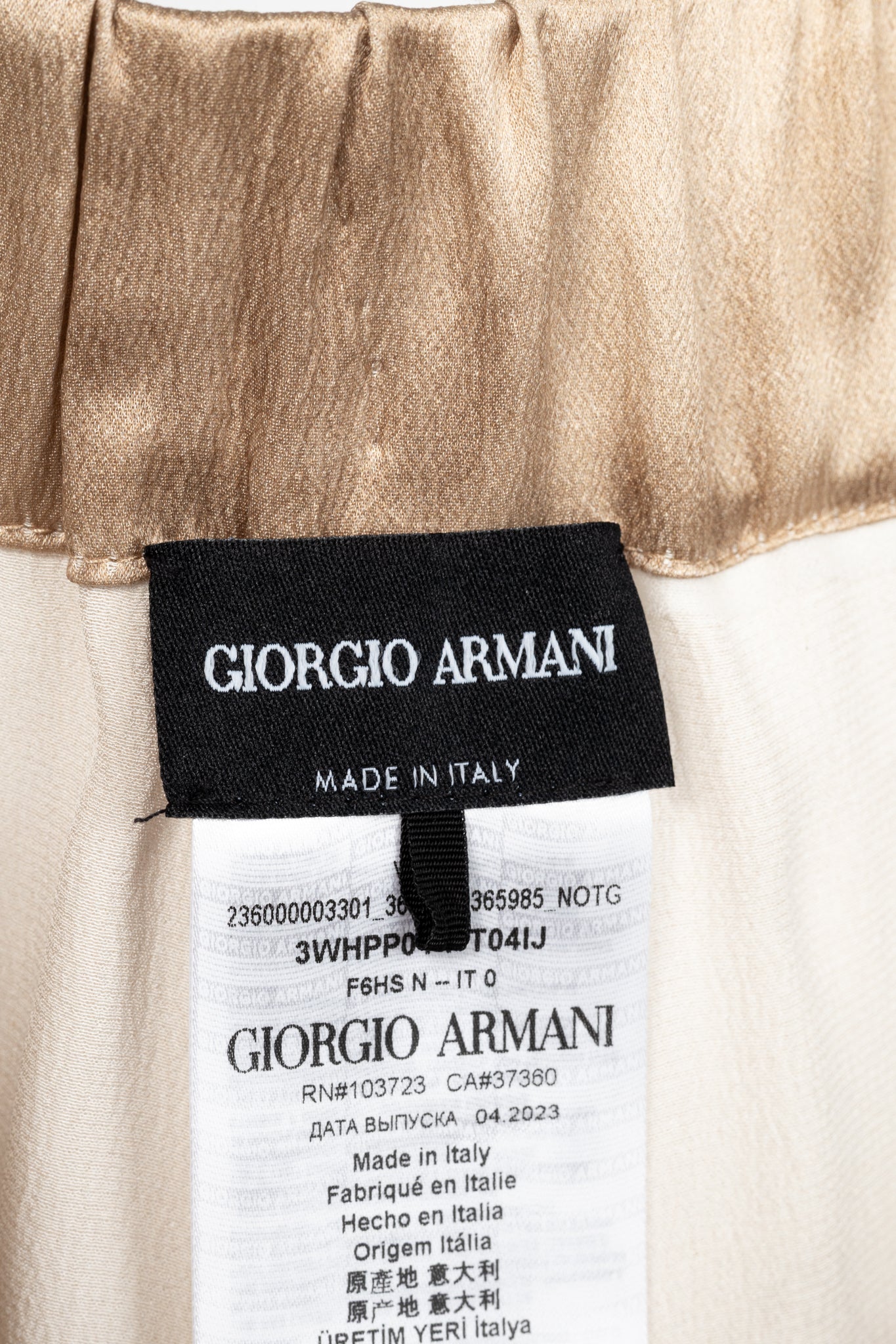 Giorgio Armani AW24 Gold Leopard Silk Pull-On Trousers