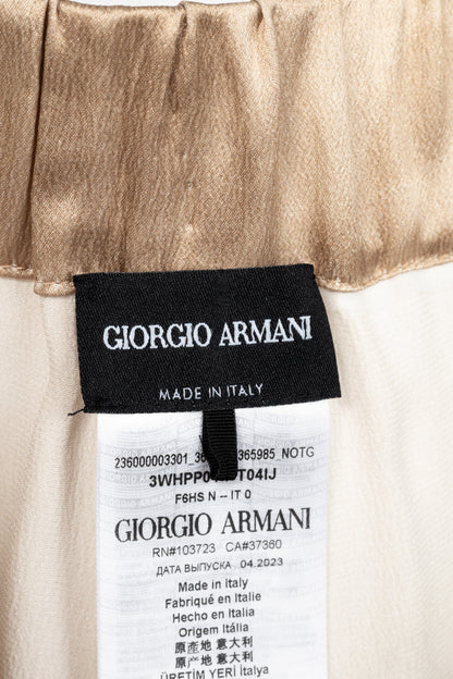 Giorgio Armani AW24 Gold Leopard Silk Pull-On Trousers