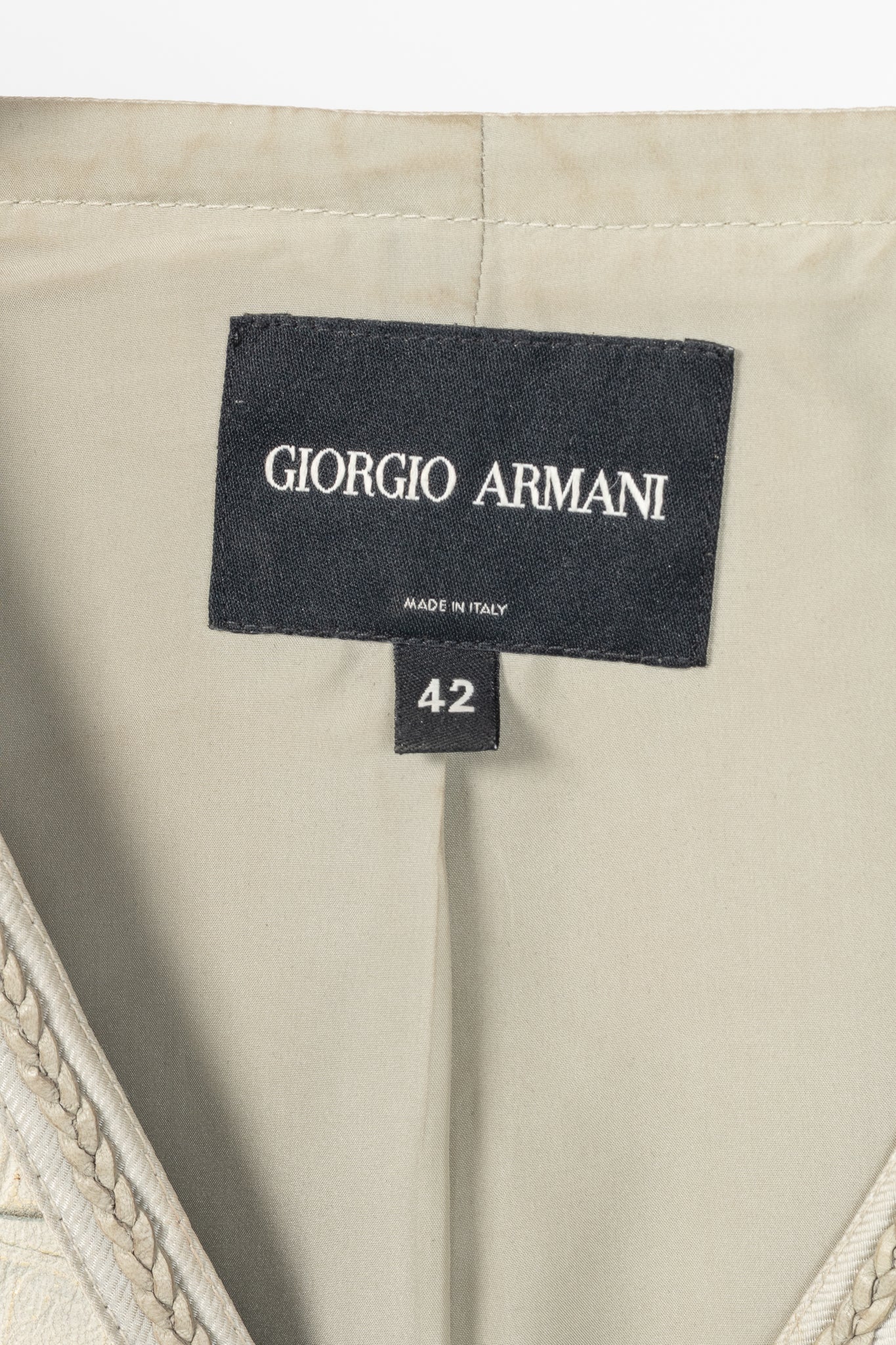 Giorgio Armani Beige Reptile-Embossed Leather Jacket