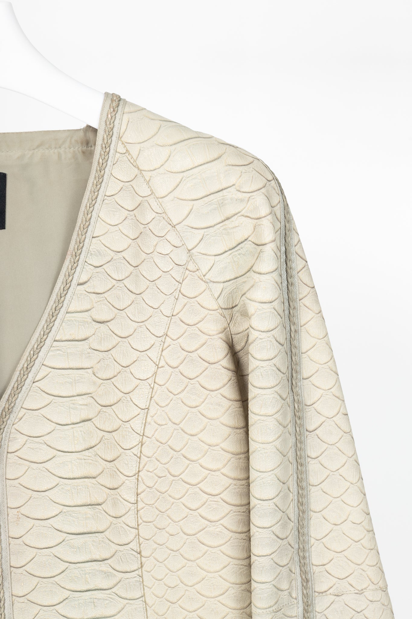 Giorgio Armani Beige Reptile-Embossed Leather Jacket