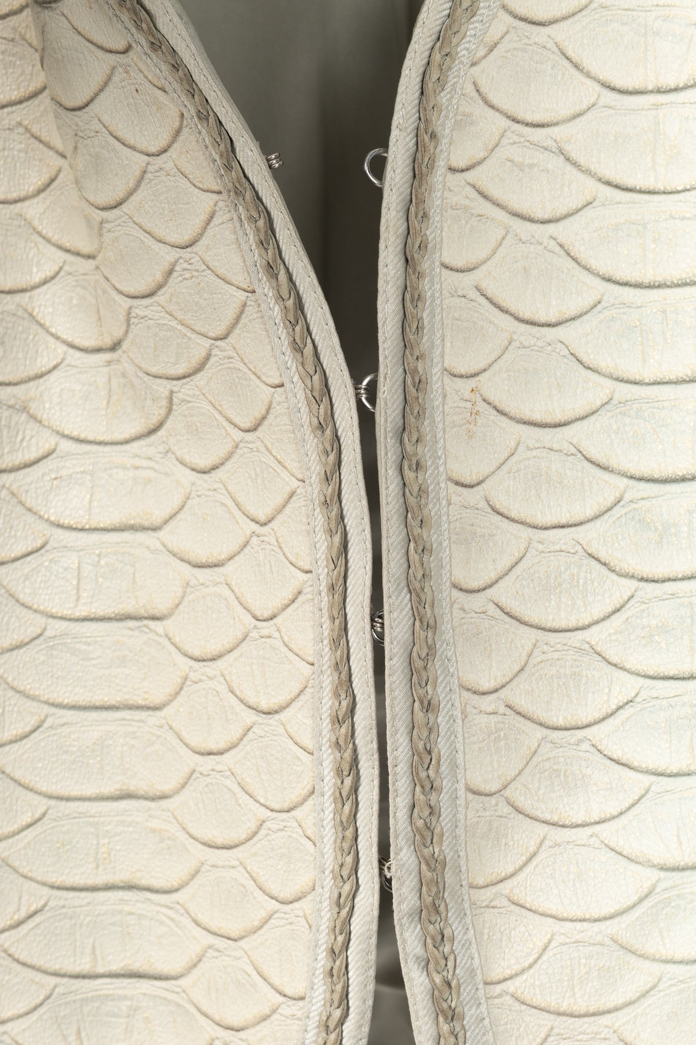 Giorgio Armani Beige Reptile-Embossed Leather Jacket