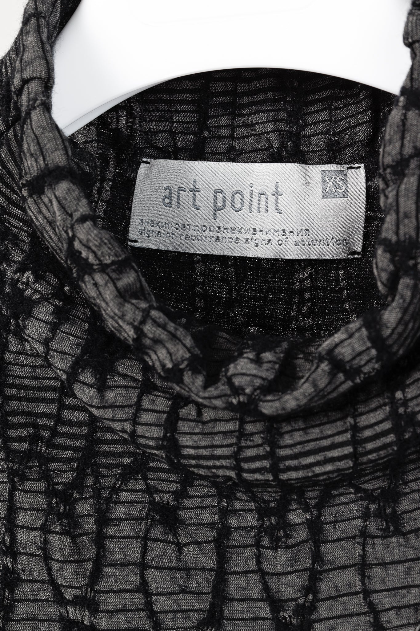 Art Point Black Grey Abstract Design Mesh Detail Long Sleeve Top