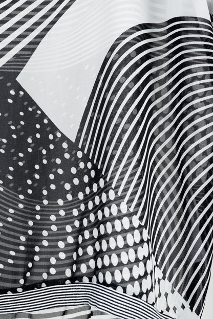 Art Point Black & White Striped Polka-Dot Chiffon Blouse