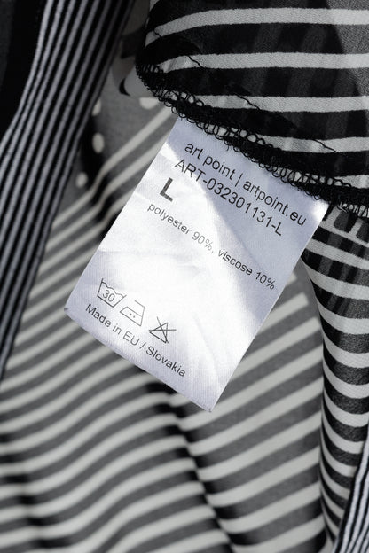 Art Point Black & White Striped Polka-Dot Chiffon Blouse