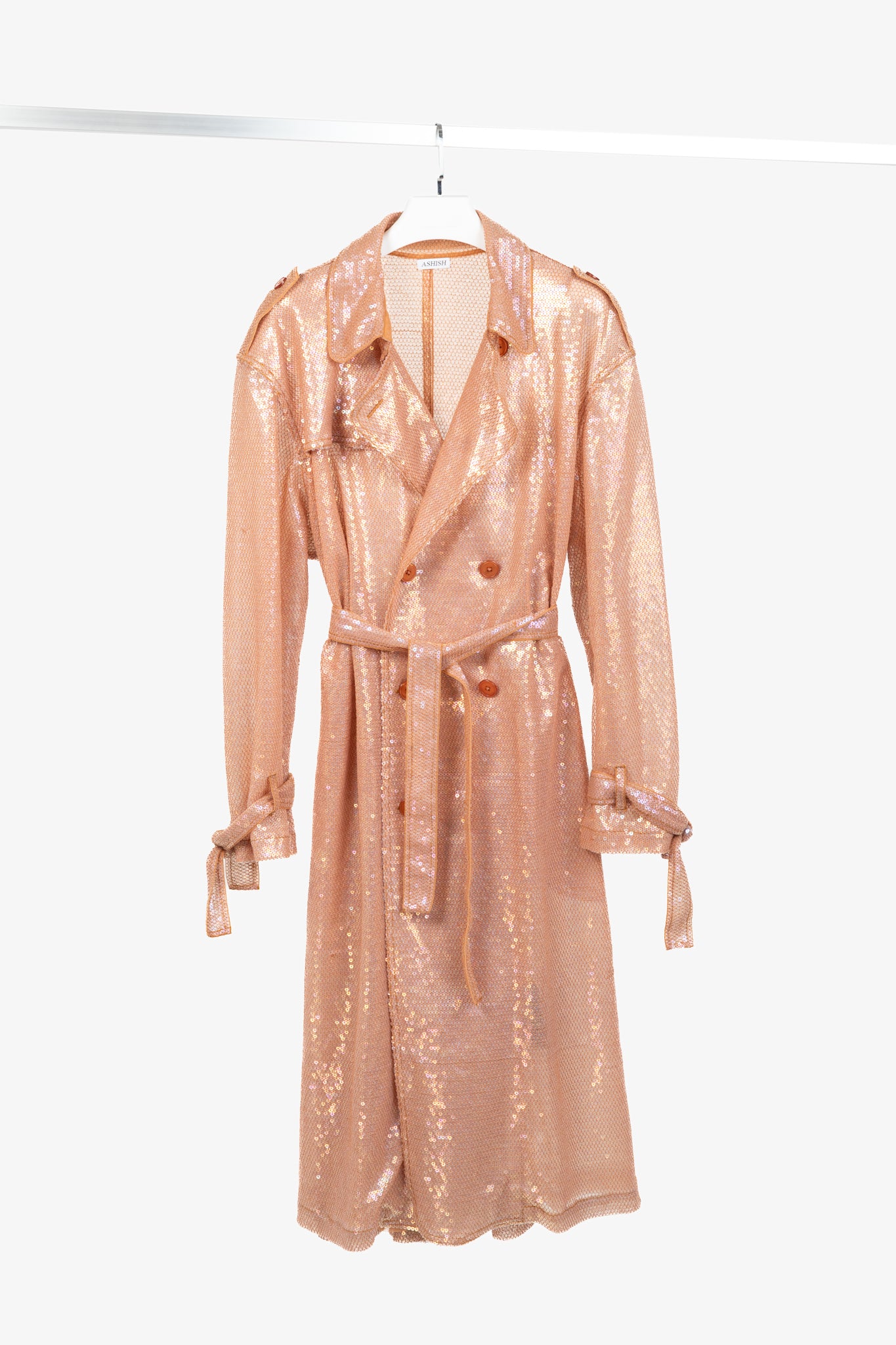Ashish SS/19 Runway Mirage Sequined Double-Breasted Belted Trench Coat