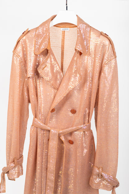 Ashish SS/19 Runway Mirage Sequined Double-Breasted Belted Trench Coat