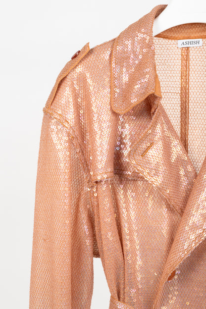 Ashish SS/19 Runway Mirage Sequined Double-Breasted Belted Trench Coat