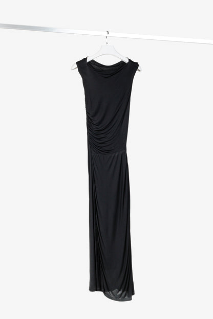 Atlein Black Sleveless Ruched Dress