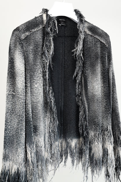 Avant Toi Carruba Black Grey Cotton Short Fringe Jacket