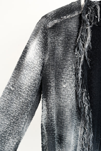 Avant Toi Carruba Black Grey Cotton Short Fringe Jacket