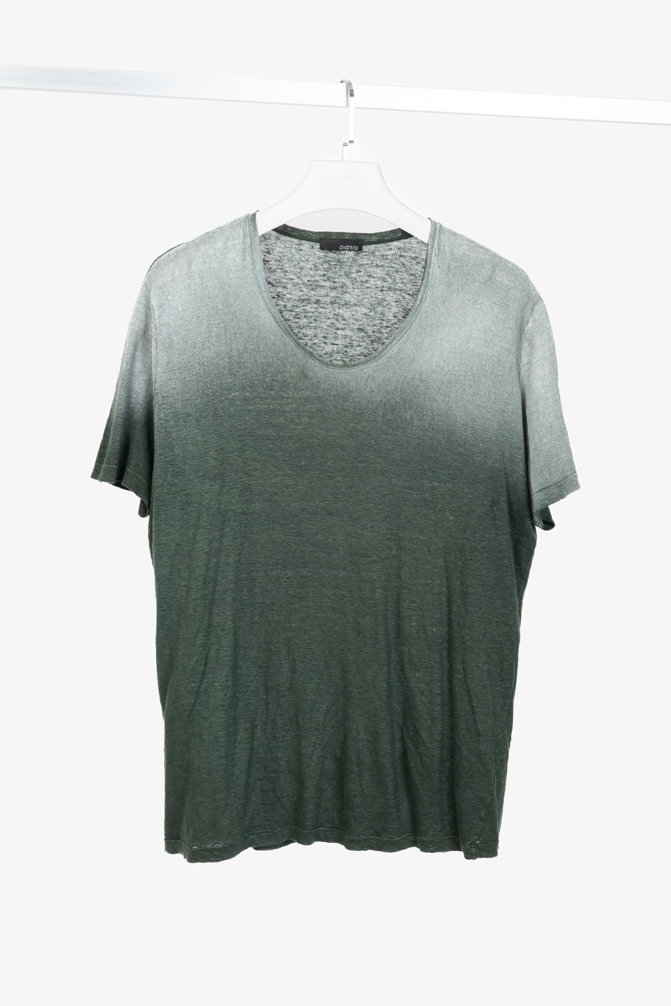 Avant Toi Overprint Green Linen Gradient T-Shirt