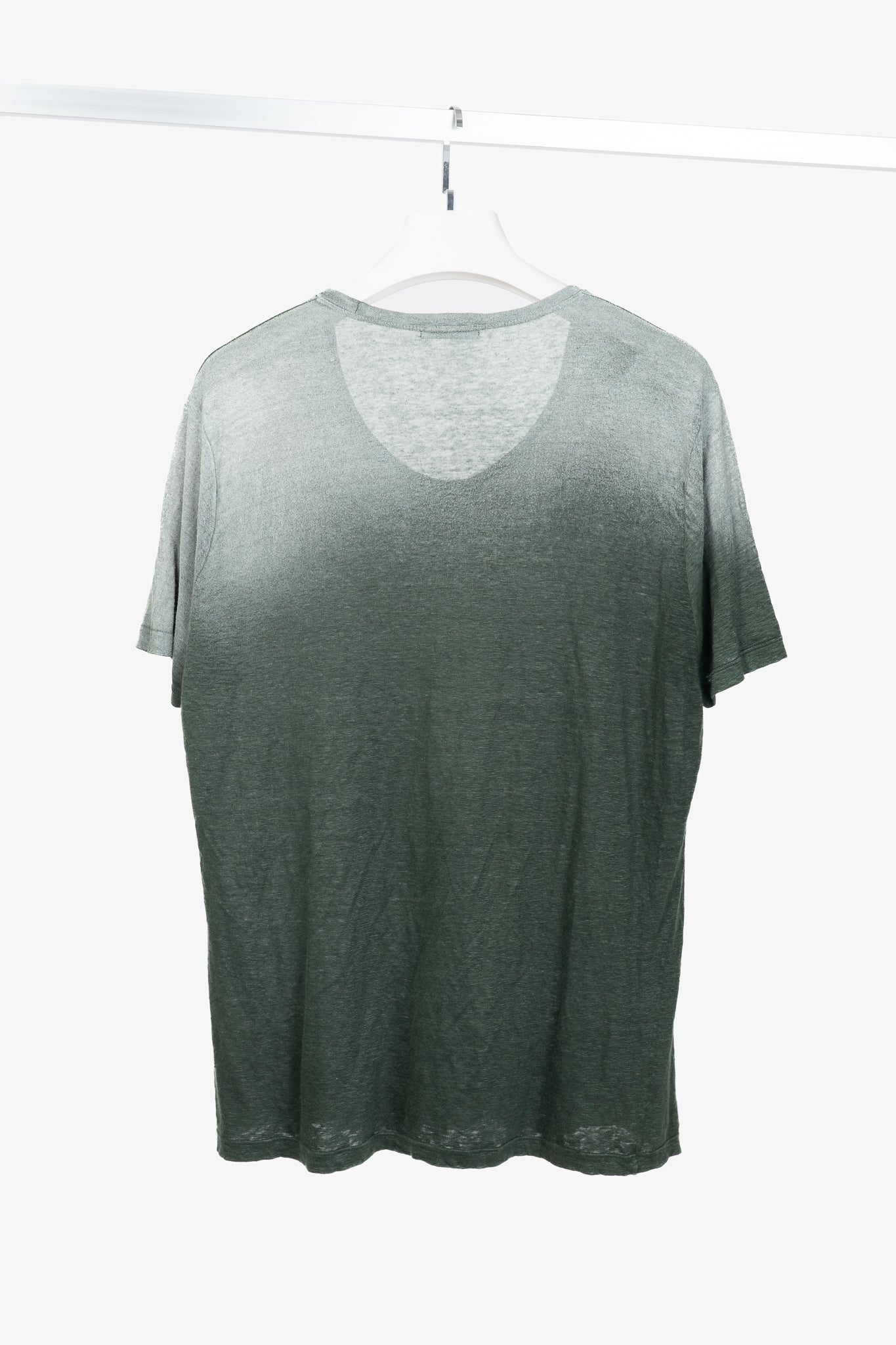 Avant Toi Overprint Green Linen Gradient T-Shirt