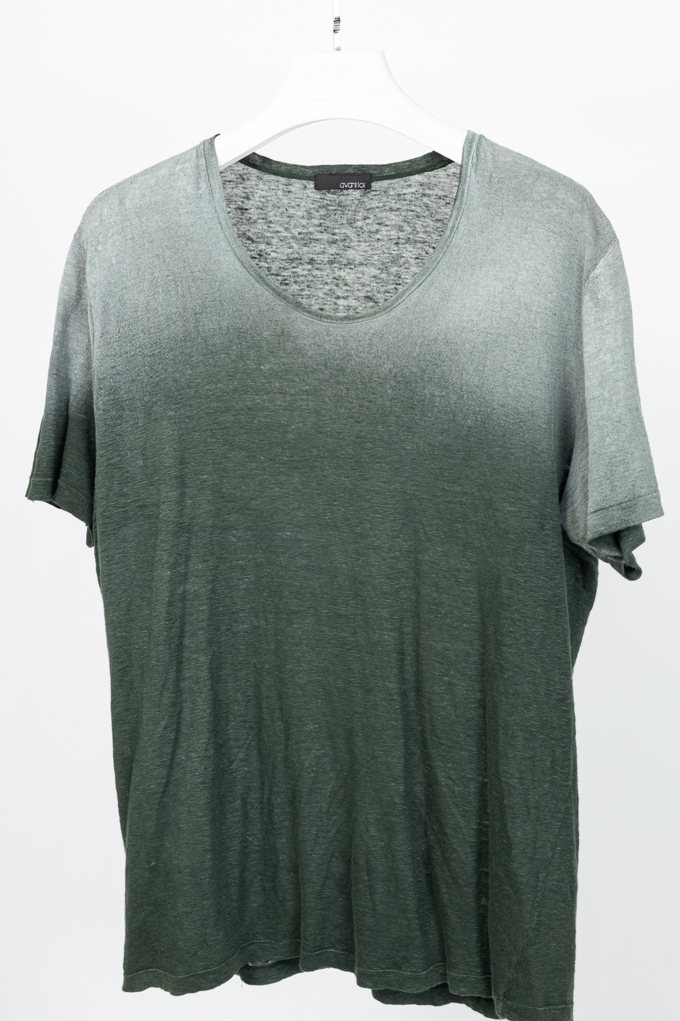Avant Toi Overprint Green Linen Gradient T-Shirt