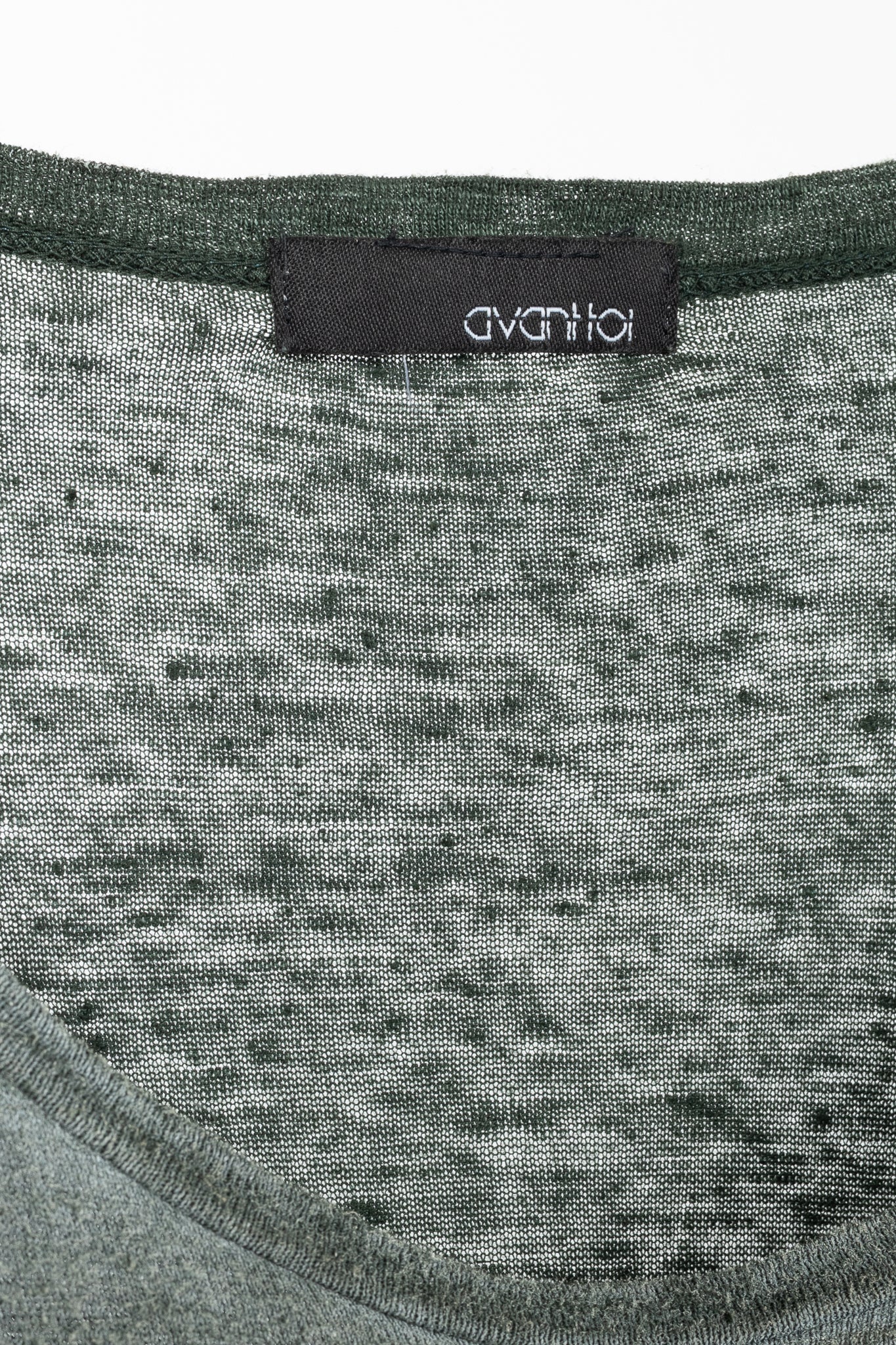 Avant Toi Overprint Green Linen Gradient T-Shirt