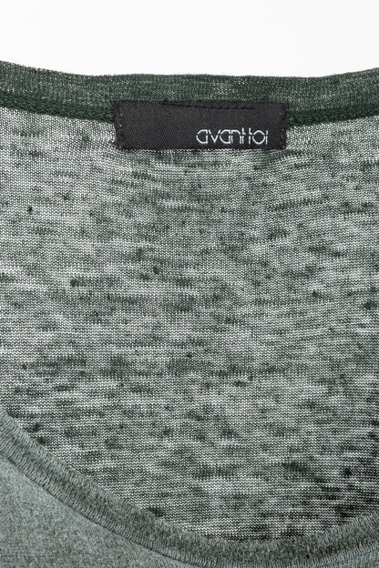 Avant Toi Overprint Green Linen Gradient T-Shirt