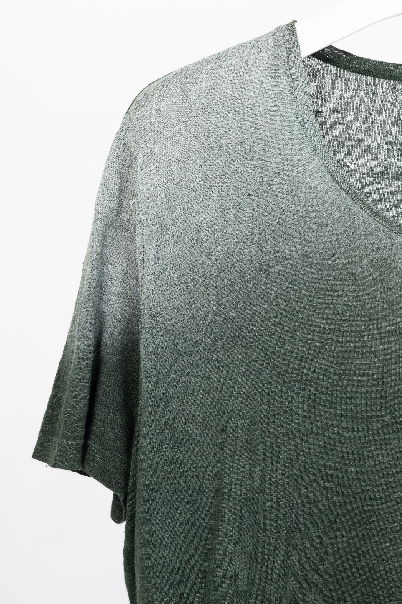 Avant Toi Overprint Green Linen Gradient T-Shirt