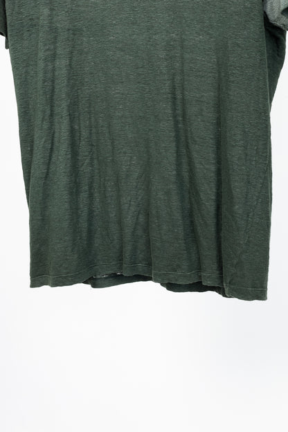 Avant Toi Overprint Green Linen Gradient T-Shirt