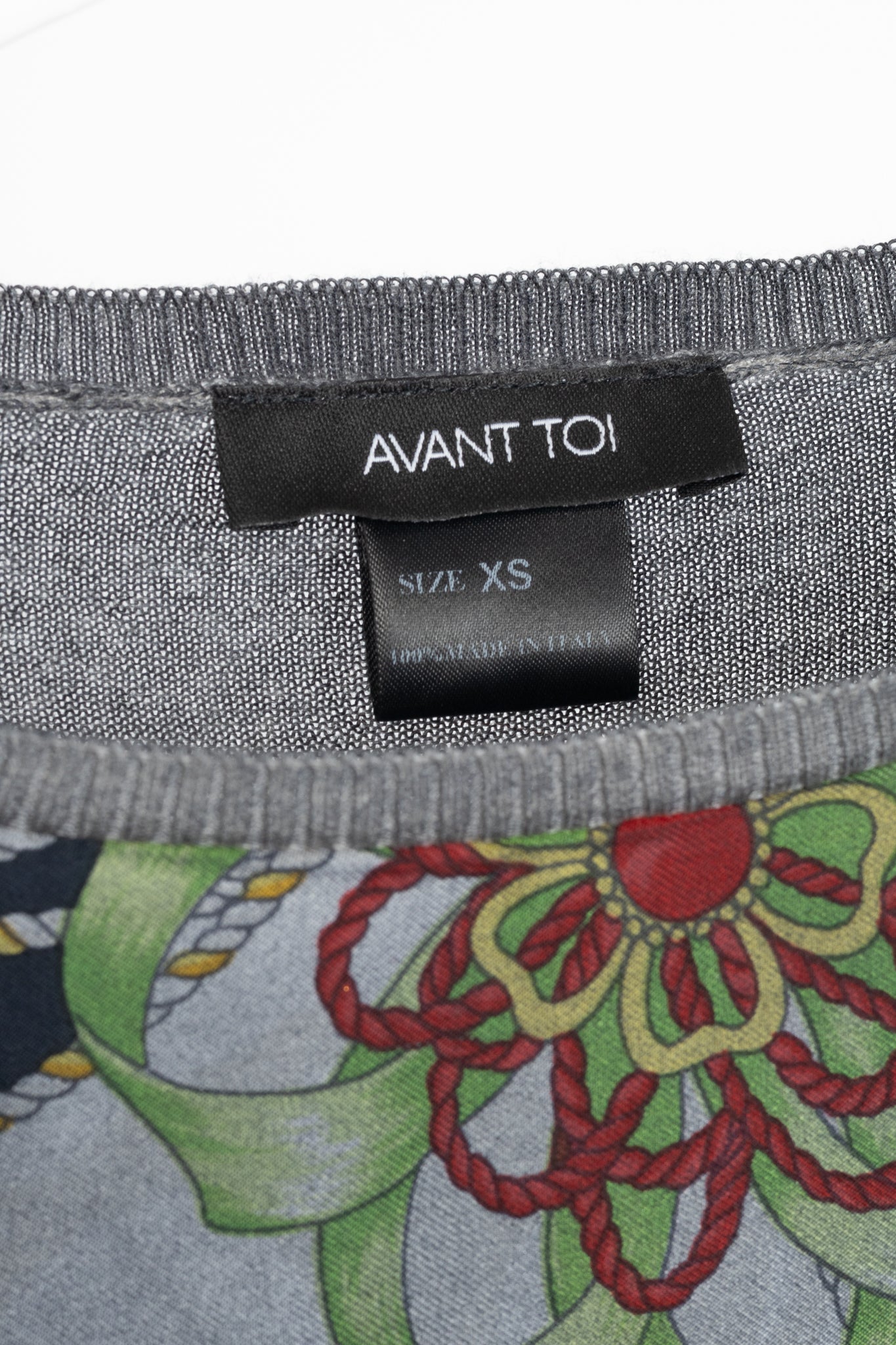 Avant Toi Grey Cashmere & Silk Graphic-Front Sweater