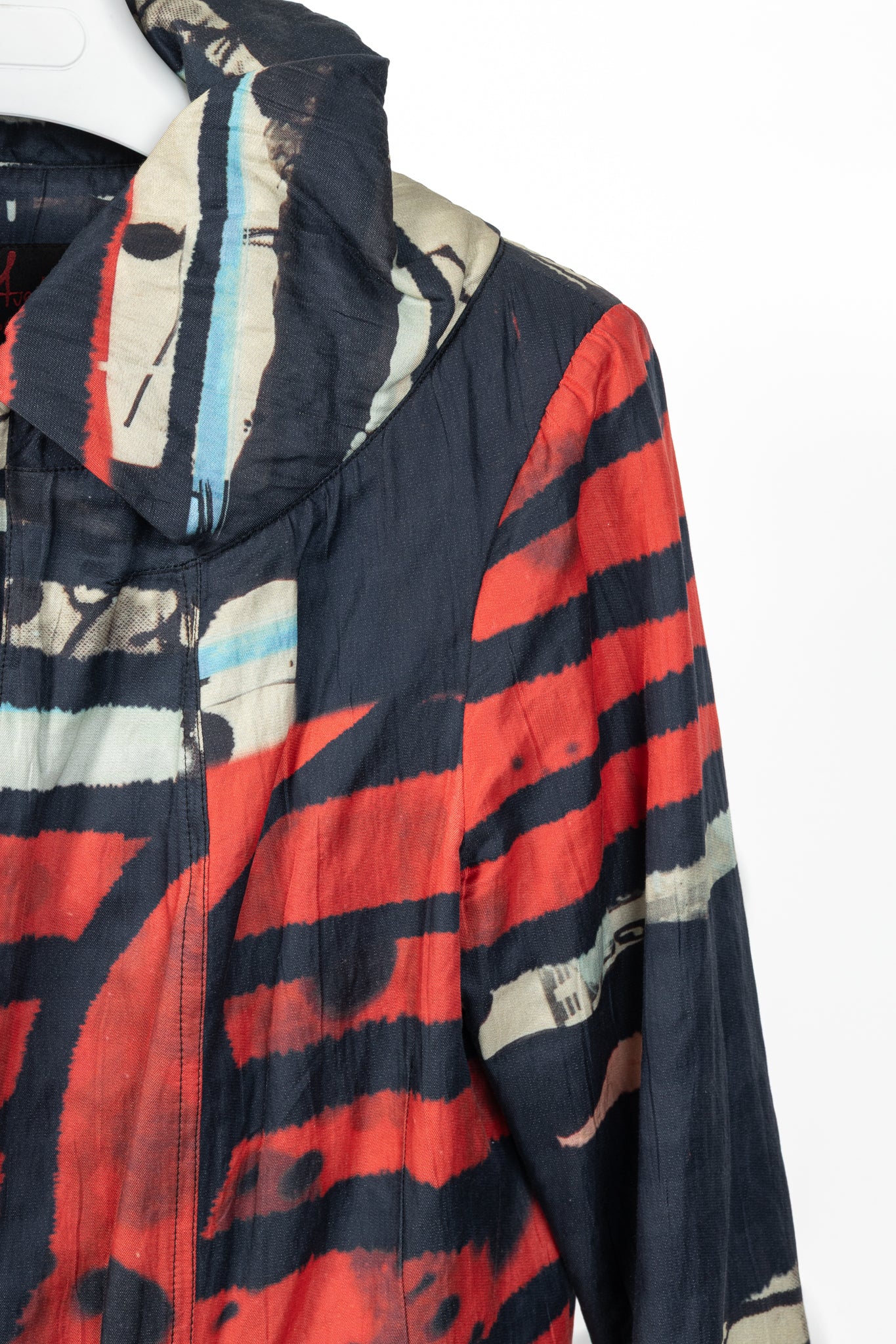 Aventures des Toiles Black Cotton Abstract-Print Zip Coat