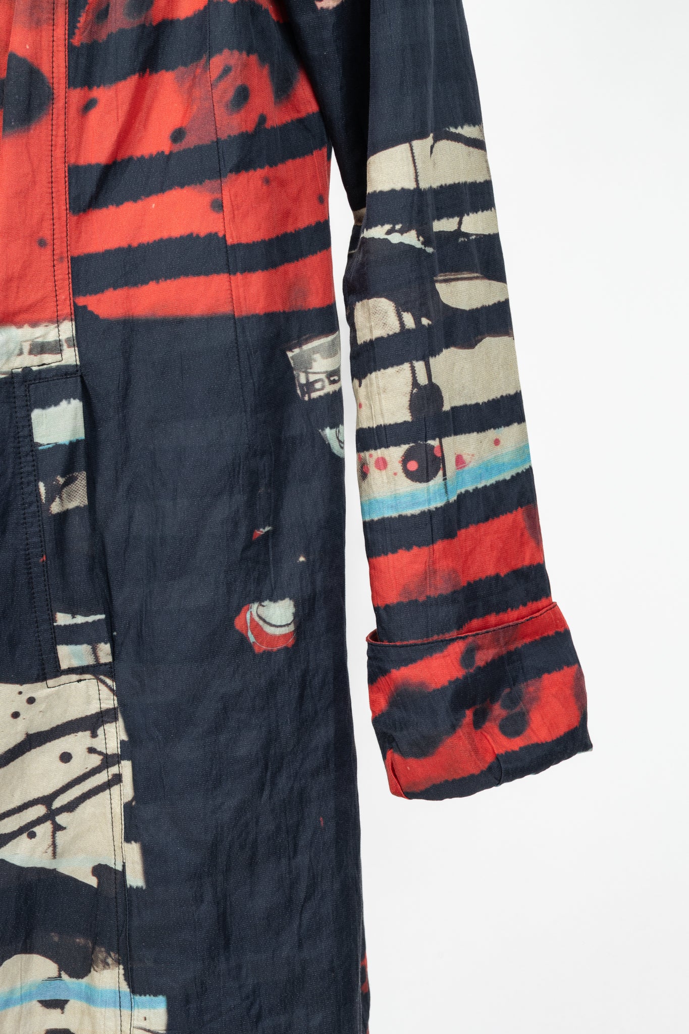 Aventures des Toiles Black Cotton Abstract-Print Zip Coat
