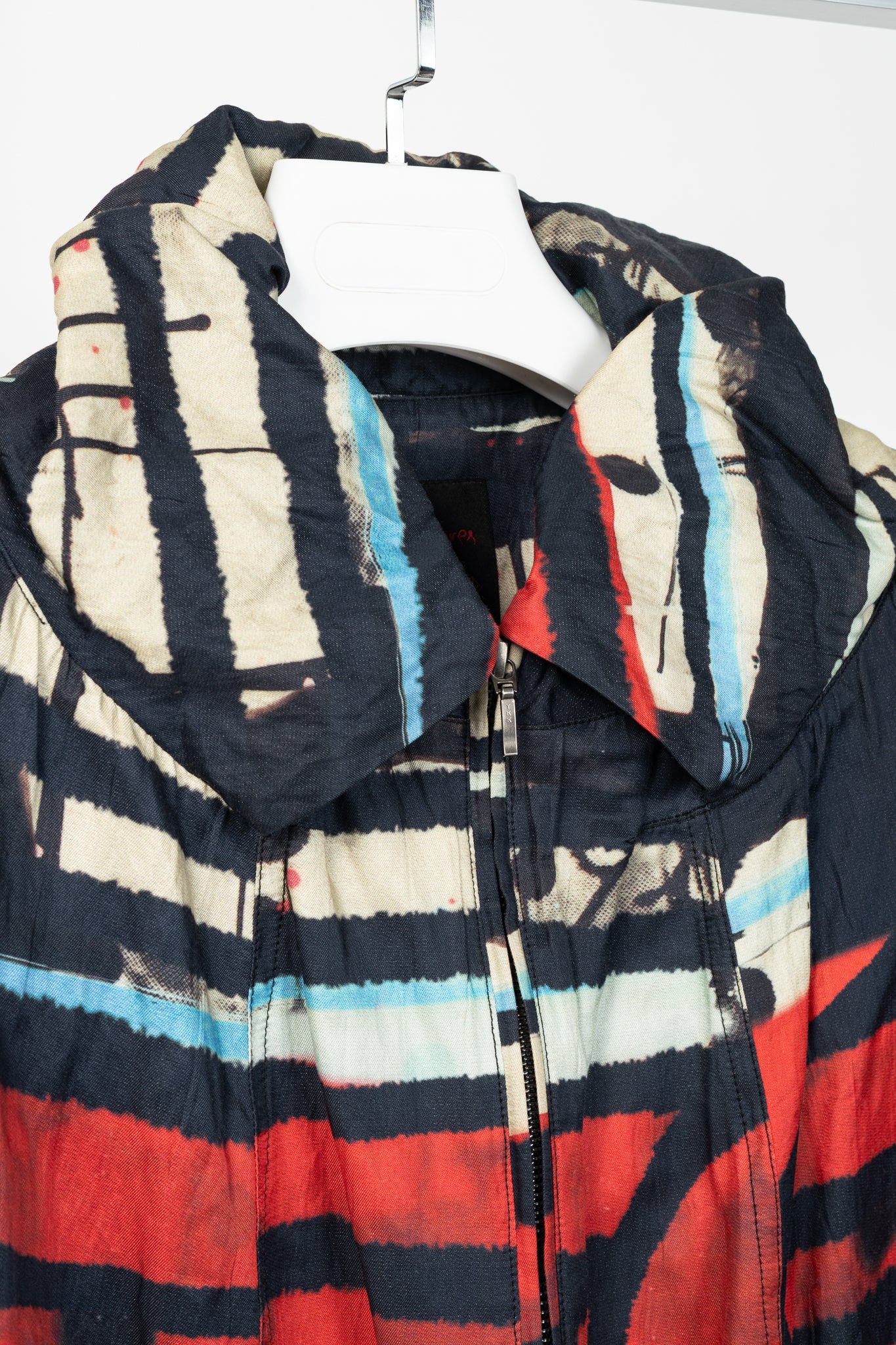 Aventures des Toiles Black Cotton Abstract-Print Zip Coat