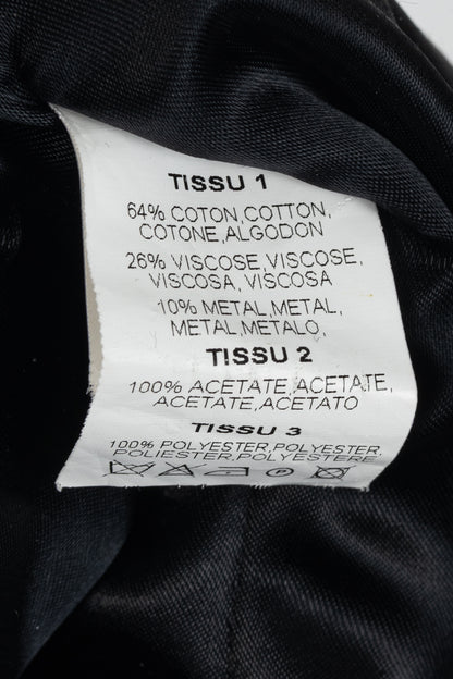 Aventures des Toiles Black Cotton Abstract-Print Zip Coat