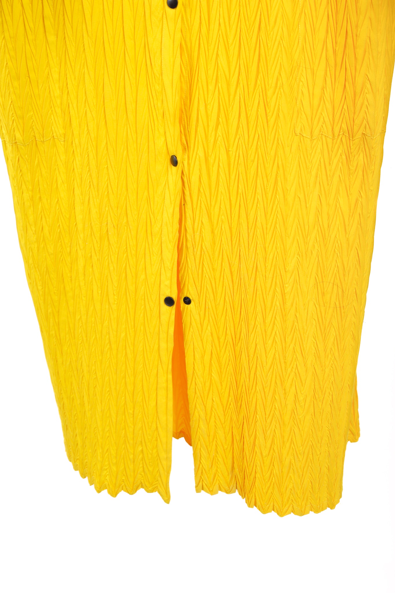 Babette Yellow Pleated Snap-Front Cowl-Collar Maxi Coat