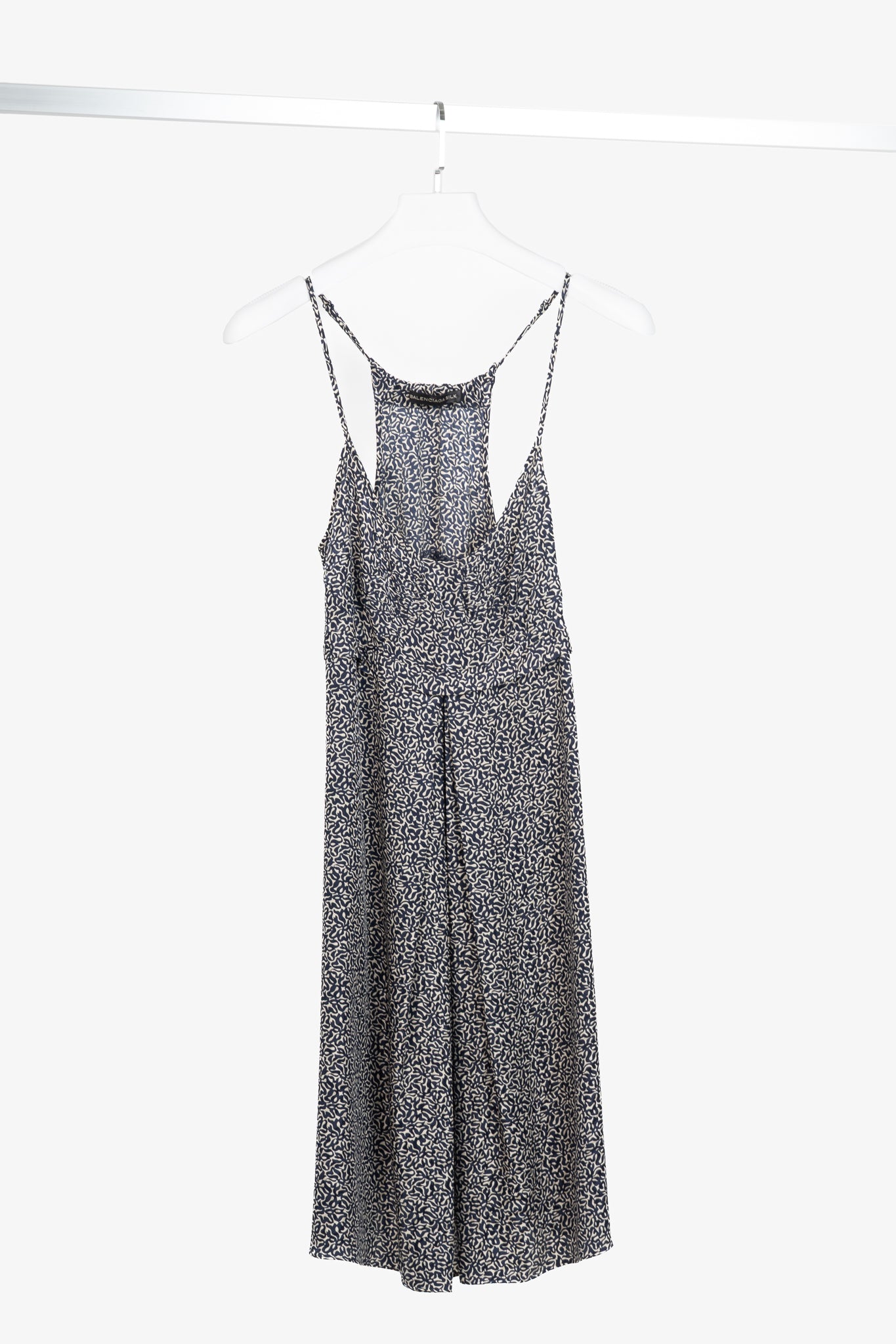Balenciaga Navy Abstract-Print Silk-Satin Mini Dress