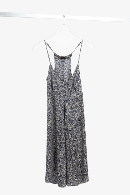Balenciaga Navy Abstract-Print Silk-Satin Mini Dress