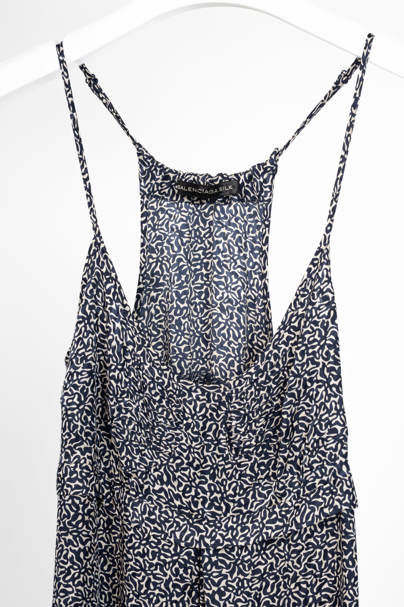 Balenciaga Navy Abstract-Print Silk-Satin Mini Dress