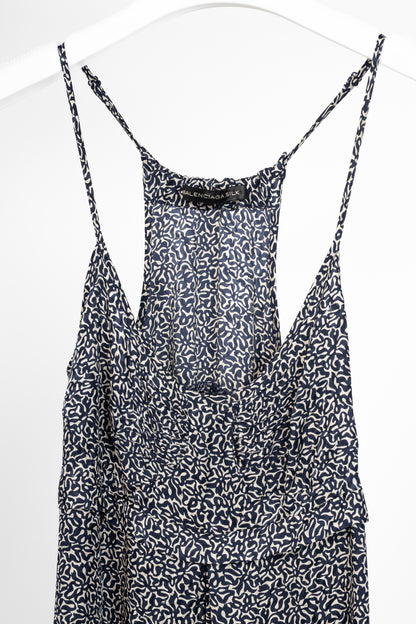Balenciaga Navy Abstract-Print Silk-Satin Mini Dress