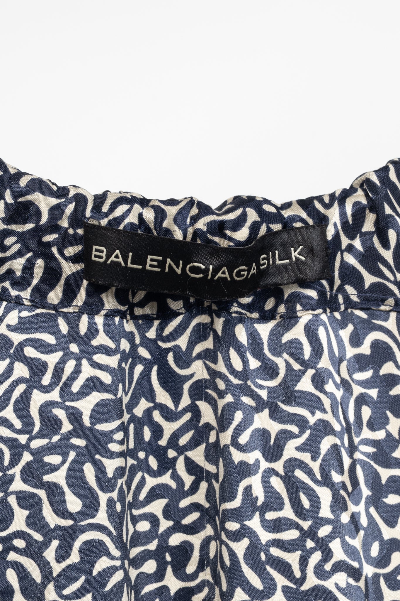 Balenciaga Navy Abstract-Print Silk-Satin Mini Dress