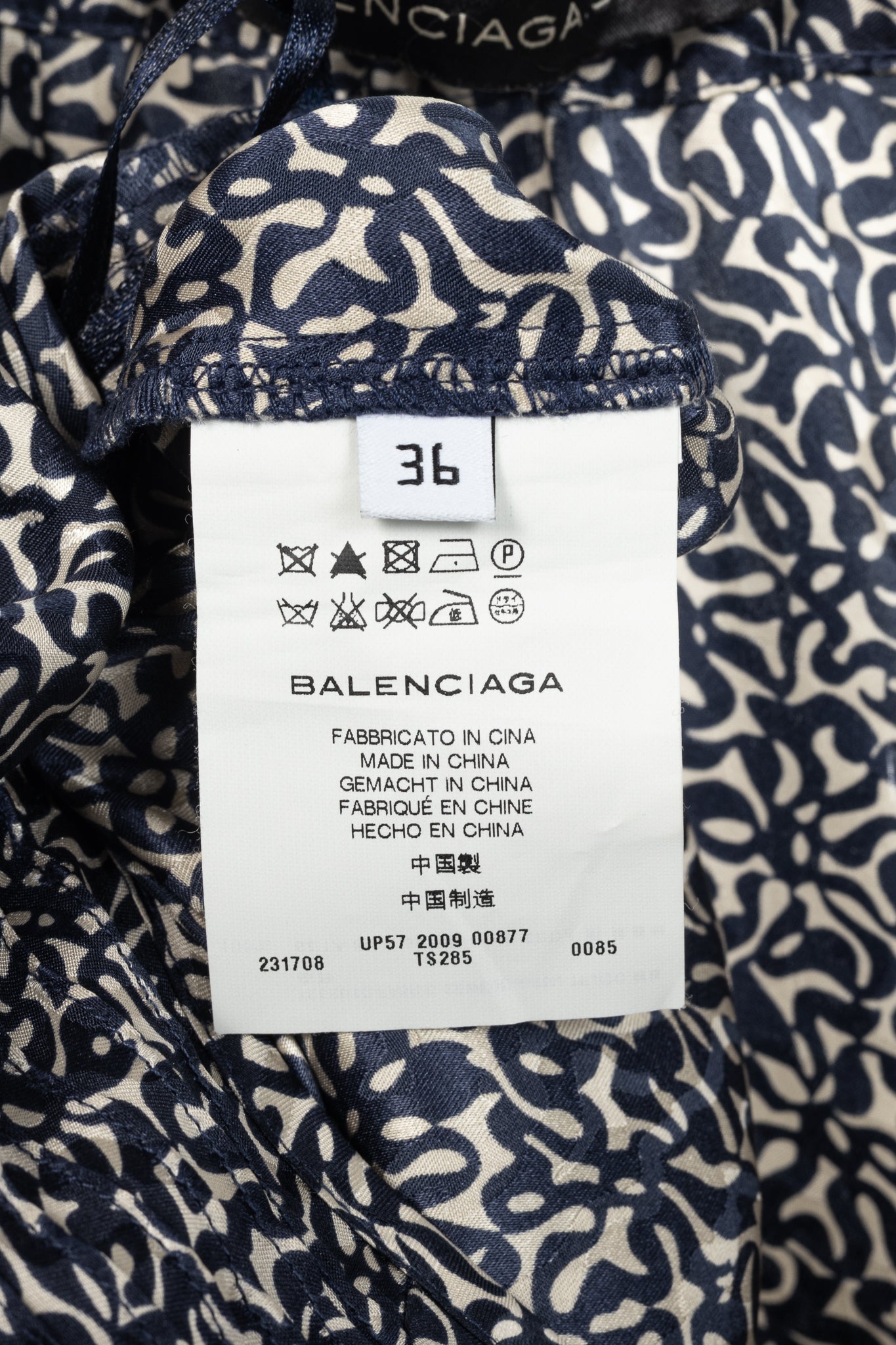 Balenciaga Navy Abstract-Print Silk-Satin Mini Dress