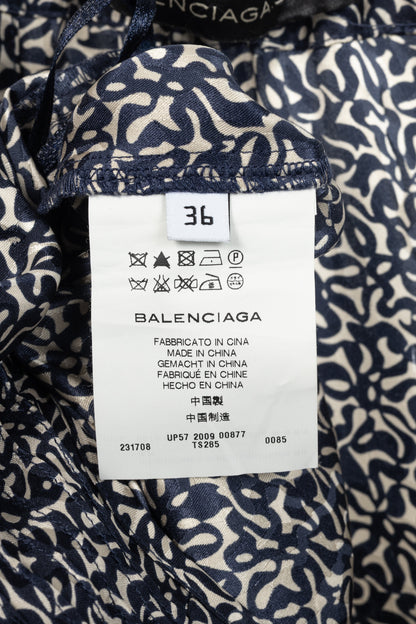 Balenciaga Navy Abstract-Print Silk-Satin Mini Dress