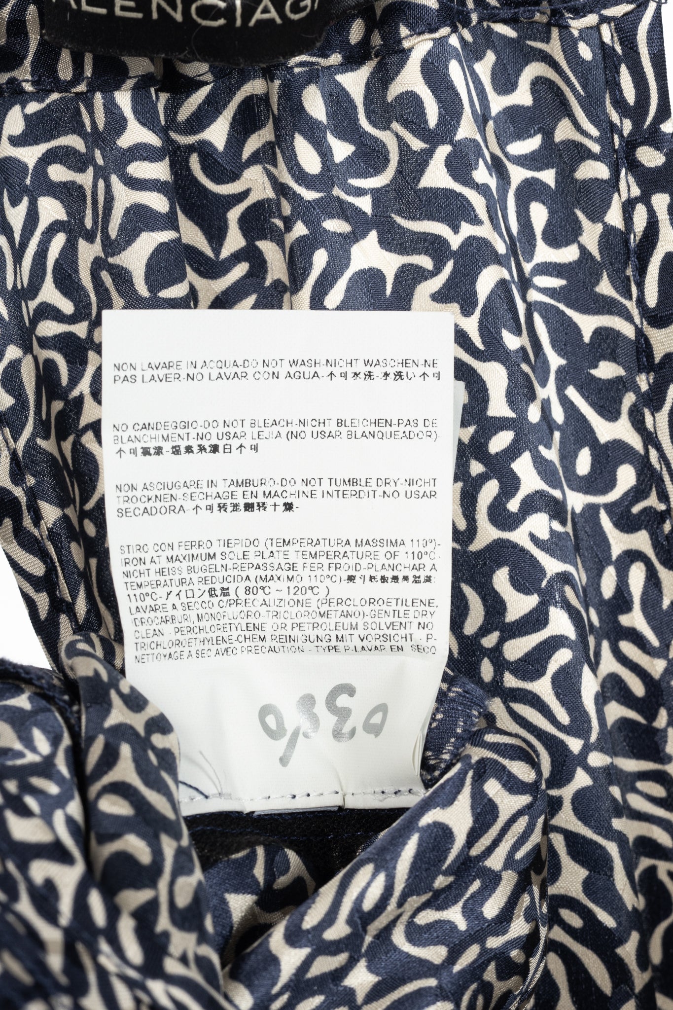 Balenciaga Navy Abstract-Print Silk-Satin Mini Dress