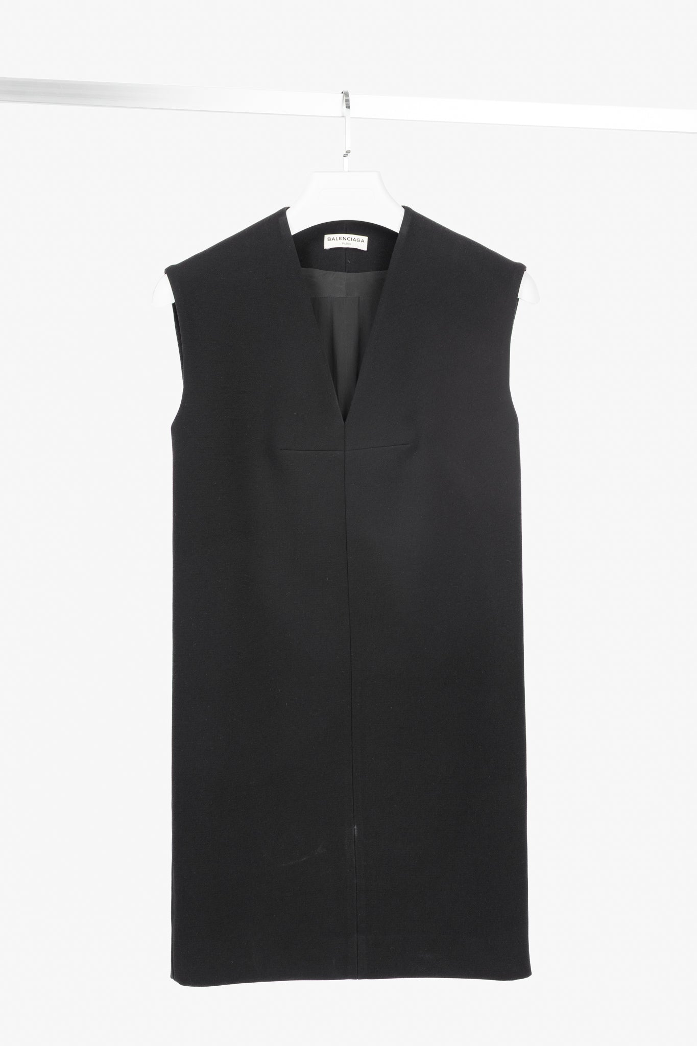 Balenciaga Black Crepe Back-Pleat Sleeveless Dress