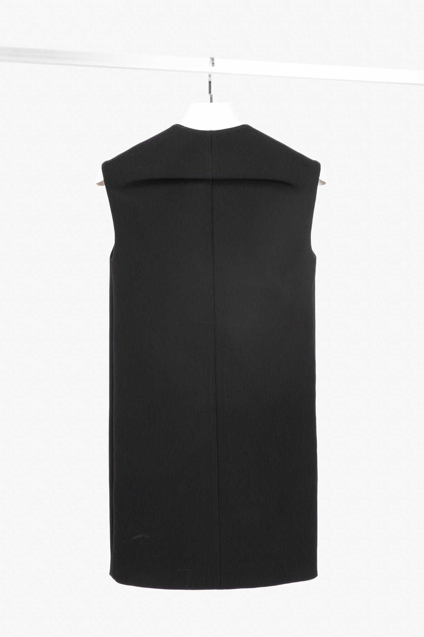 Balenciaga Black Crepe Back-Pleat Sleeveless Dress