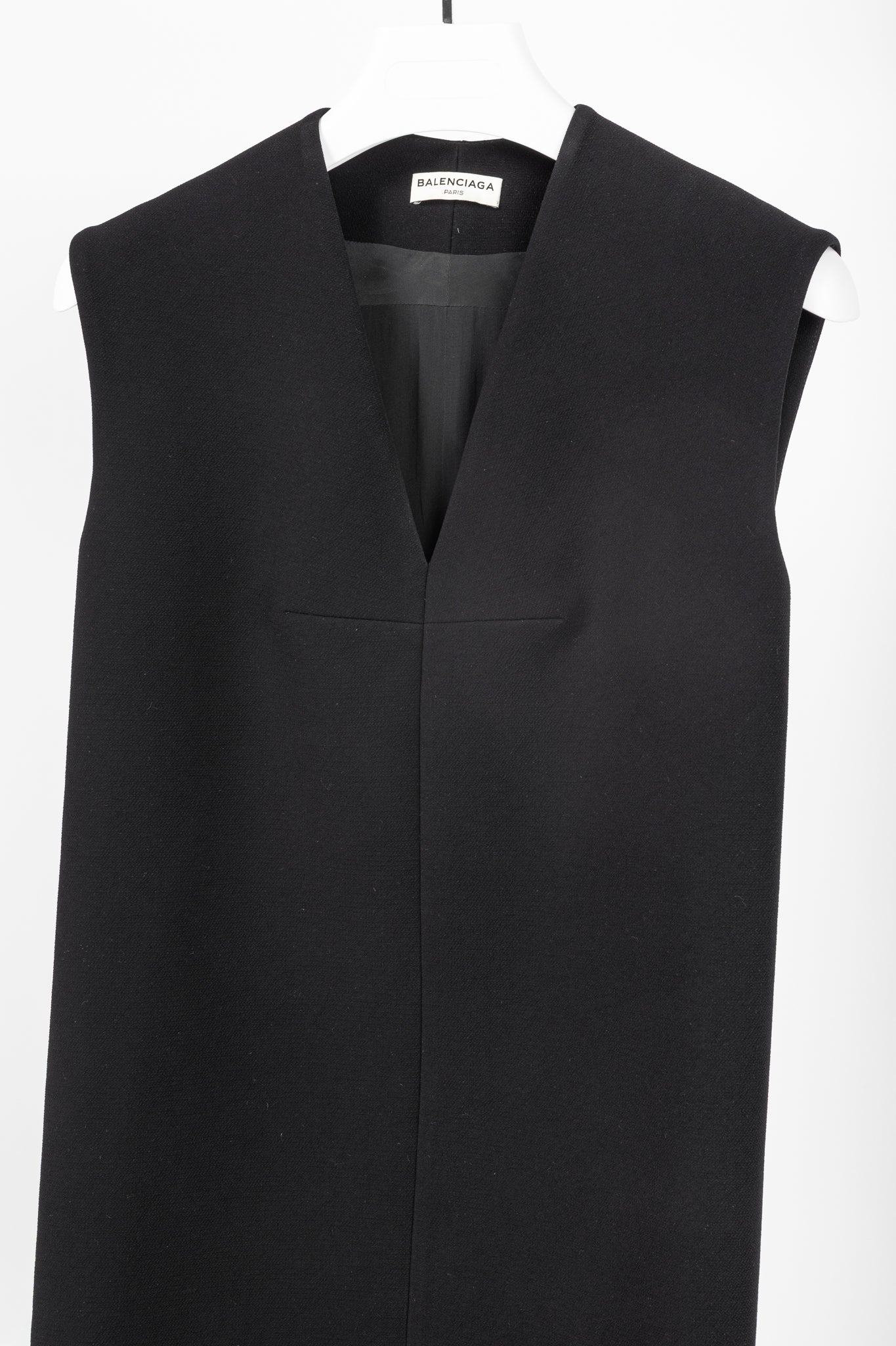 Balenciaga Black Crepe Back-Pleat Sleeveless Dress
