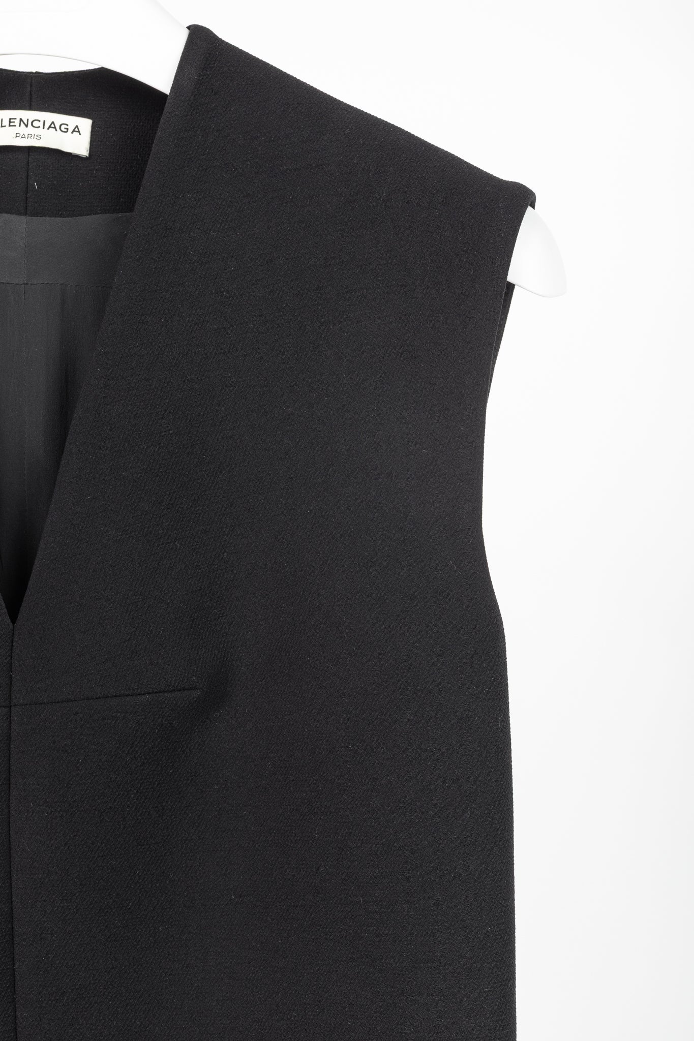 Balenciaga Black Crepe Back-Pleat Sleeveless Dress