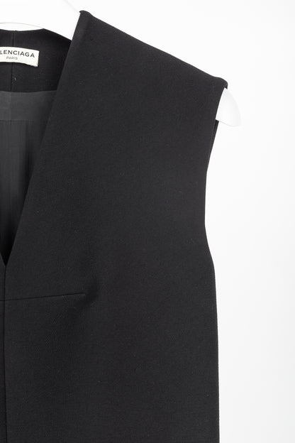 Balenciaga Black Crepe Back-Pleat Sleeveless Dress