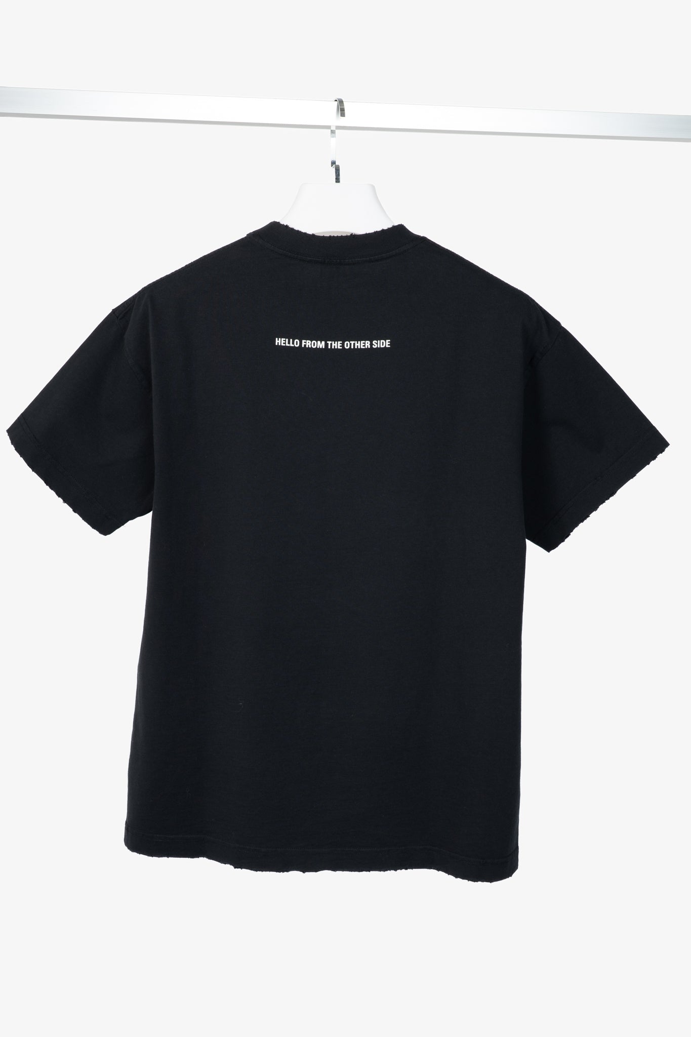 Balenciaga Black Alien-Graphic Distressed Cotton T-Shirt