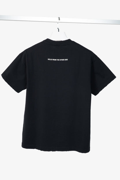 Balenciaga Black Alien-Graphic Distressed Cotton T-Shirt