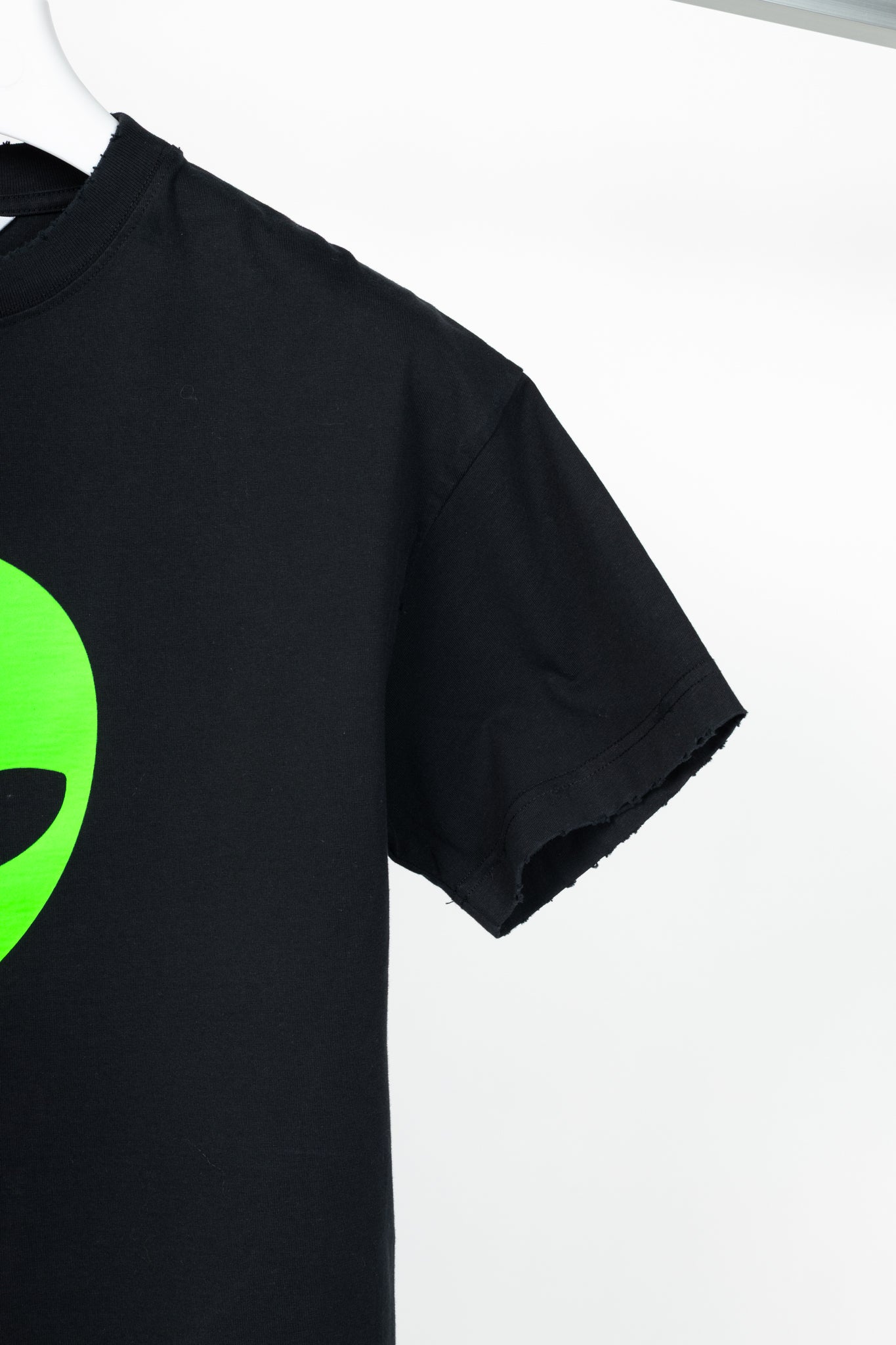 Balenciaga Black Alien-Graphic Distressed Cotton T-Shirt