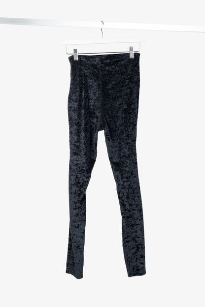 Balenciaga Demna Black Crushed-Velvet Draped-Front Leggings