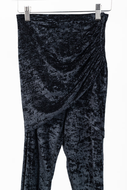Balenciaga Demna Black Crushed-Velvet Draped-Front Leggings