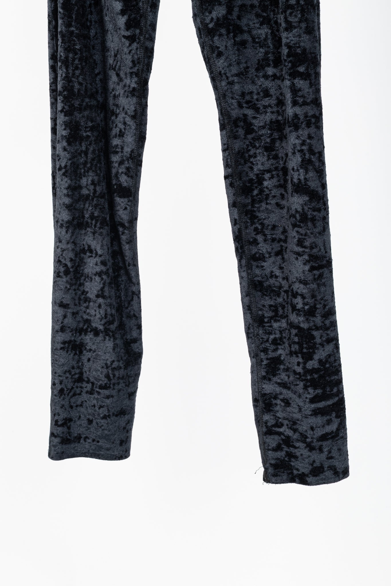 Balenciaga Demna Black Crushed-Velvet Draped-Front Leggings