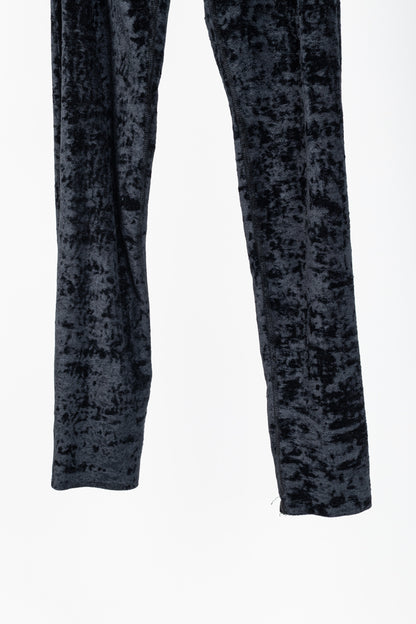 Balenciaga Demna Black Crushed-Velvet Draped-Front Leggings