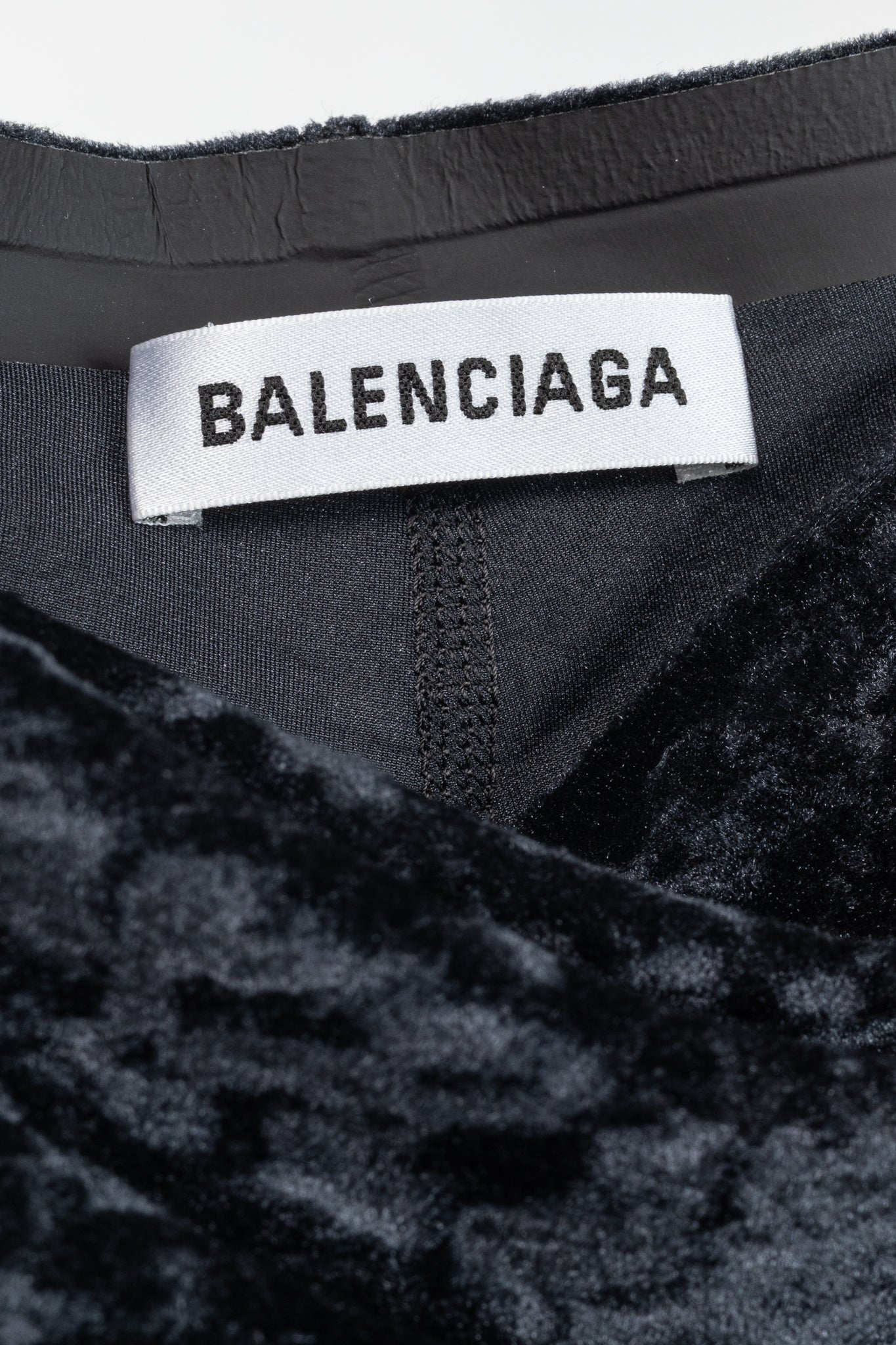 Balenciaga Demna Black Crushed-Velvet Draped-Front Leggings