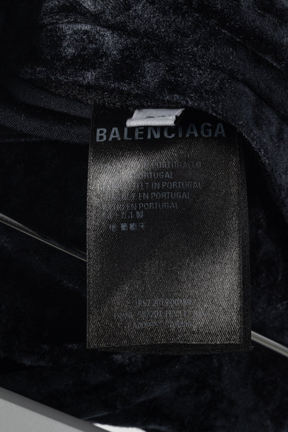 Balenciaga Demna Black Crushed-Velvet Draped-Front Leggings