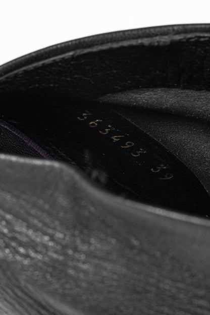 Balenciaga Black Leather Pointed-Toe Wedge Mules